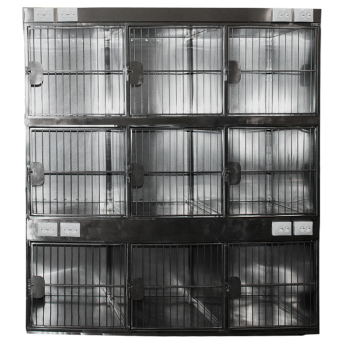 ТД ВЕТ Модуль из 9 клеток для кошек из нерж. стали 1950х700х2000(2100)h