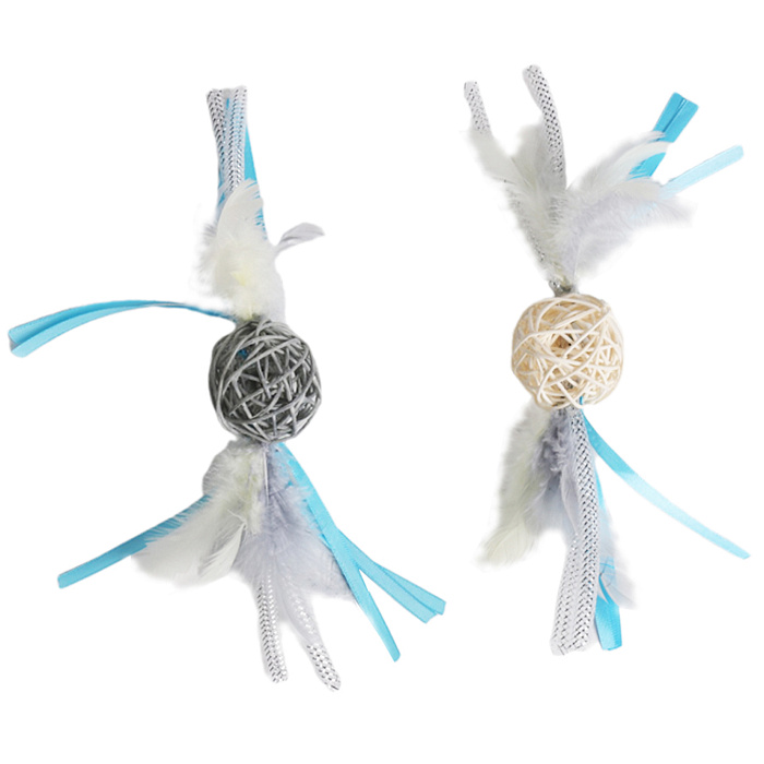 Игрушка Petpark для кошек Плетёные мячики с перьями (2 шт в комплекте) СКИДКА 50%