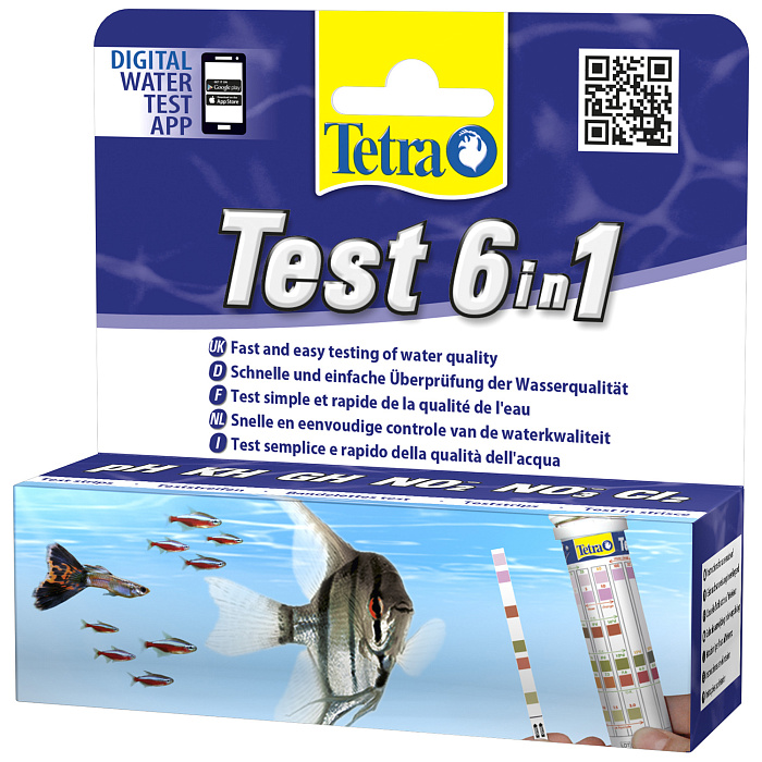 TetraTest 6 в 1 GH/KH/NO2/NO3/pH/Cl полоски для пресной воды 25 шт. СКИДКА 10%