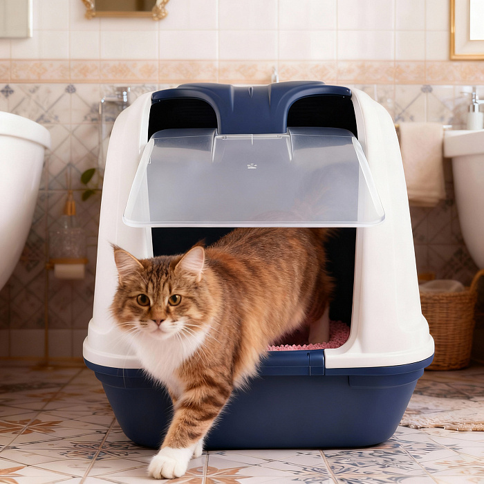 Био-туалет MPS NETTA MAXI для крупных кошек, 66х49х50 см, тёмно-синий