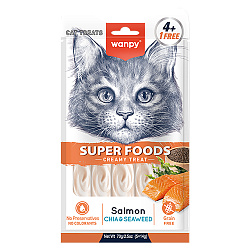 Wanpy Cat Лакомство для кошек «нежное пюре» из лосося с семенами чиа и водорослями 70 г