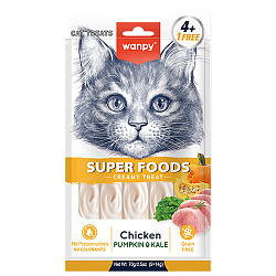 Wanpy Cat Лакомство для кошек «нежное пюре» из курицы с тыквой и кейлом 70 г