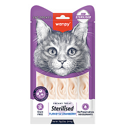 Wanpy Cat Лакомство для стерилизованных кошек «нежное пюре» из тунца с клюквой 70 г