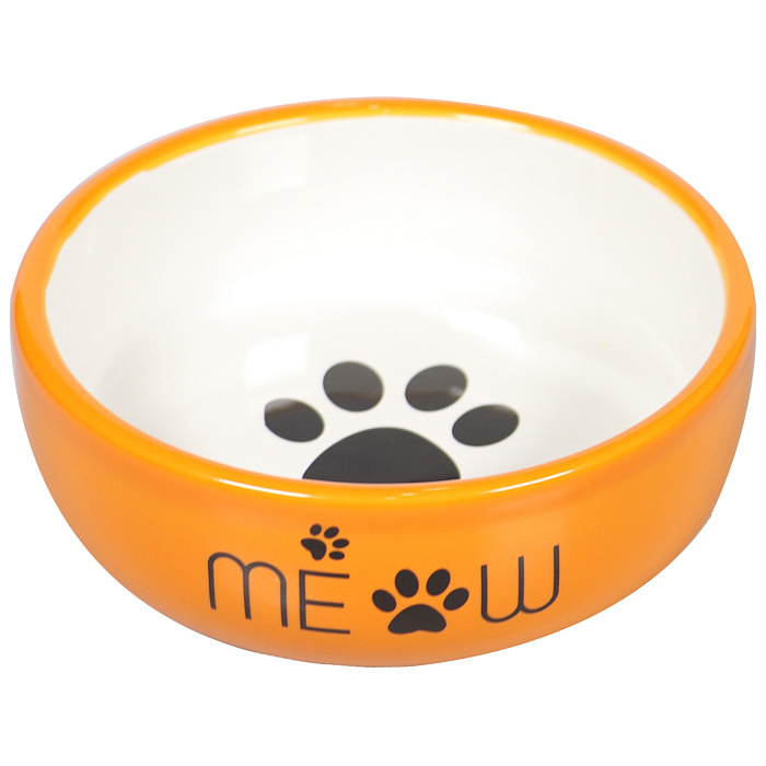 Миска Mr.Kranch керамическая для кошек MEOW 380 мл оранжевая