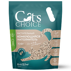 Растительный комкующийся наполнитель тофу Cat's choice с ароматом "Кофе" 6 л/2,5 кг