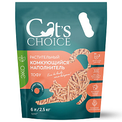 Растительный комкующийся наполнитель тофу Cat's choice с ароматом "Персик" 6 л/2,5 кг