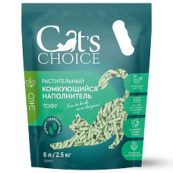 Растительный комкующийся наполнитель тофу Cat's choice с ароматом "Зеленый чай" 6 л/2,5 кг