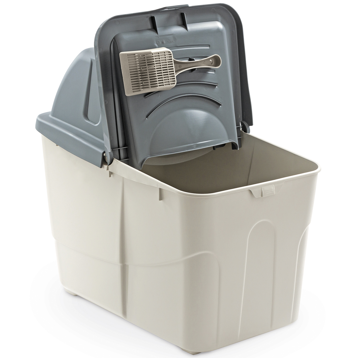 Био-туалет MPS BUXO CLOSE для кошек с закрытым входом сверху, в комплекте с совком и угольным фильтром, 58x39x56см цвет серый СКИДКА 30%