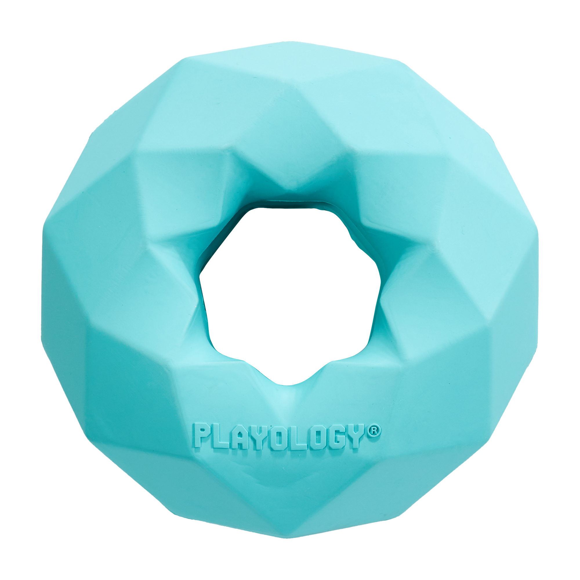 Playology  жевательное кольцо-многогранник CHANNEL CHEW RING для собак средних и крупных пород с ароматом арахиса, цвет голубой СКИДКА 50%