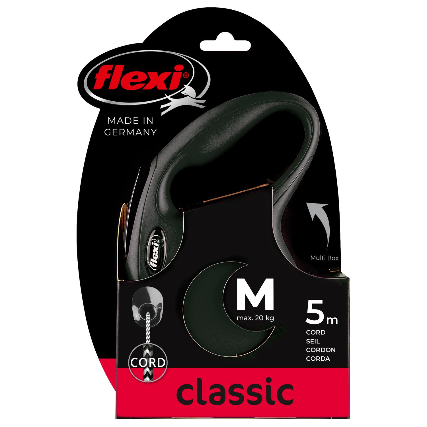flexi рулетка New Classic M (до 20 кг) 5 м трос черная