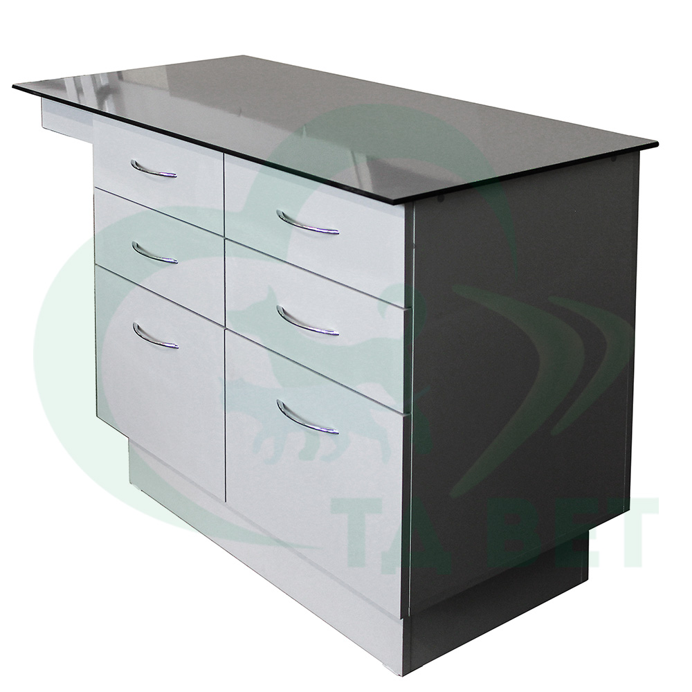 ТД ВЕТ Стол смотровой 22.01 с ящиками, вывод столешницы слева, HPL, 1200х580х867h