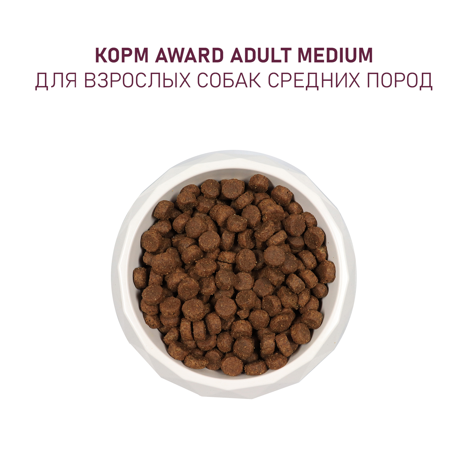 Сухой корм AWARD для взрослых собак средних пород с индейкой и курицей с добавлением моркови и черной смородины 12кг