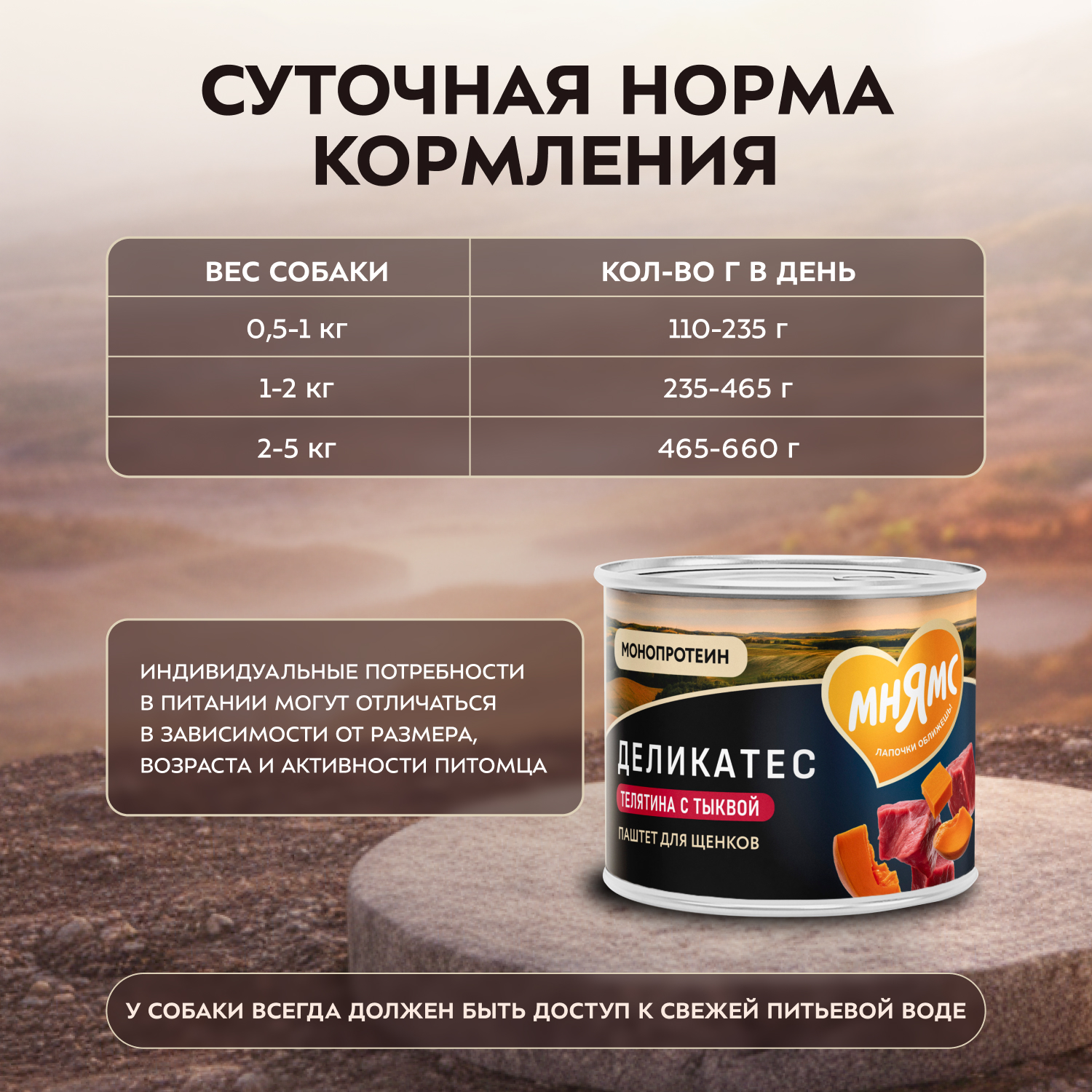 Влажный корм Мнямс Деликатес Паштет из телятины с тыквой для щенков всех пород "Асадо по-аргентински" 200 г