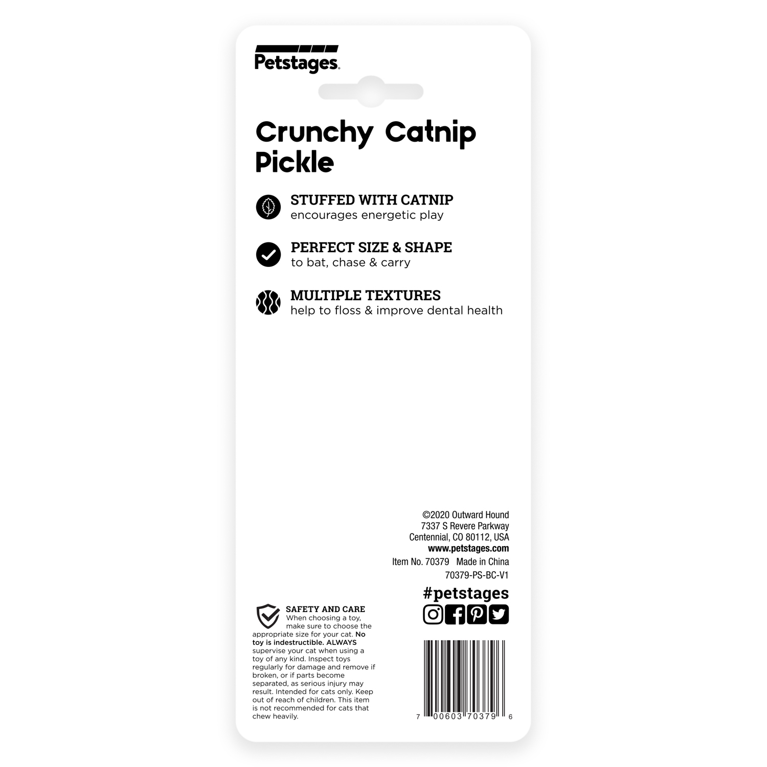 Игрушка Catstages Dental для кошек "Огурец Крутыш" c кошачьей мятой 15 см