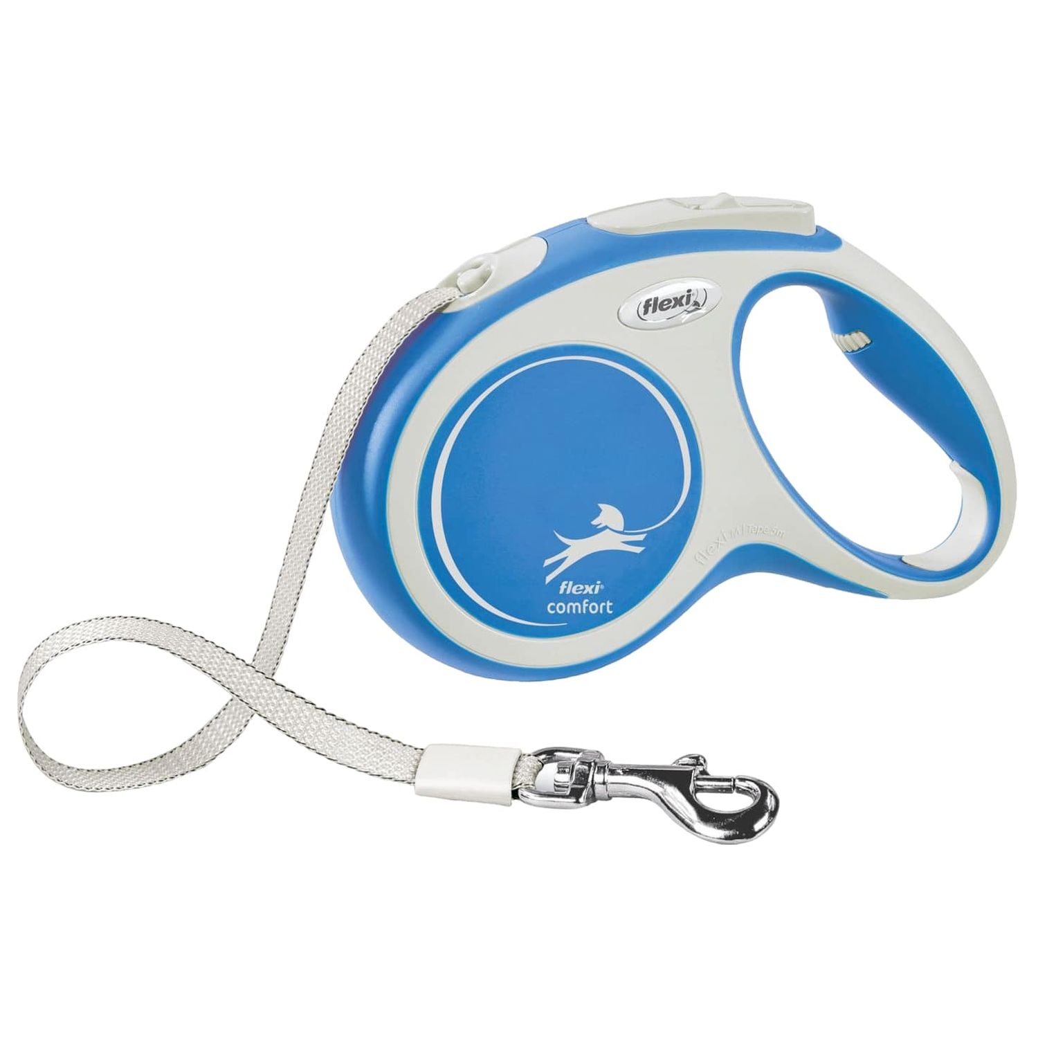 flexi рулетка NEW LINE Comfort M (до 25 кг) лента 5 м серый/синий