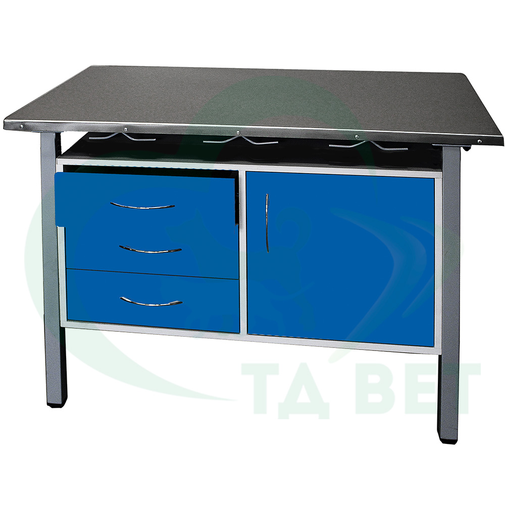 ТД ВЕТ Стол ветеринарный универсальный СВУ-3.07,столеш.нерж. сталь 1300х600х900 мм (фасад делфт-голубой)