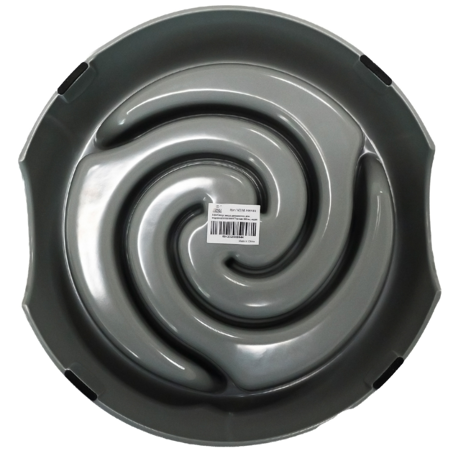 Миска SuperDesign меламиновая для медленного поедания Торнадо 900 мл, серая СКИДКА 50%