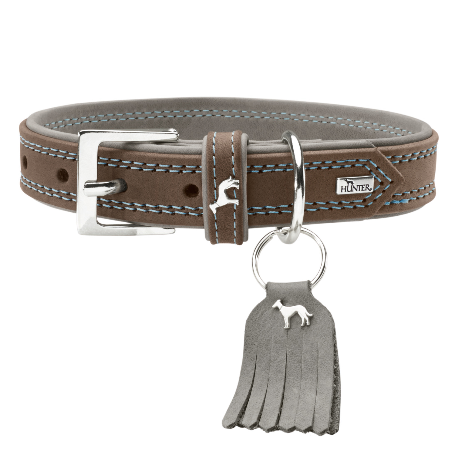 Hunter ошейник для собак Lucca 50/2,8 (35-42 см) кожа, серый СКИДКА 50%