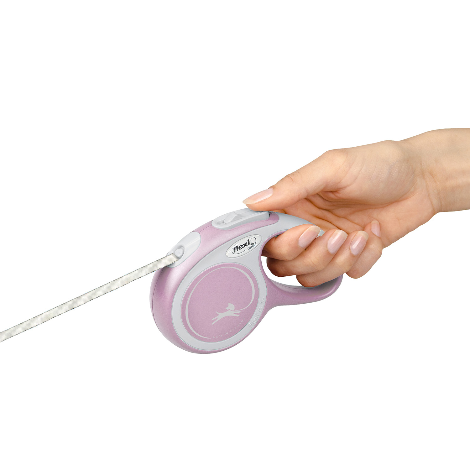 flexi рулетка NEW LINE Comfort XS (до 12 кг) лента 3 м серый/розовый