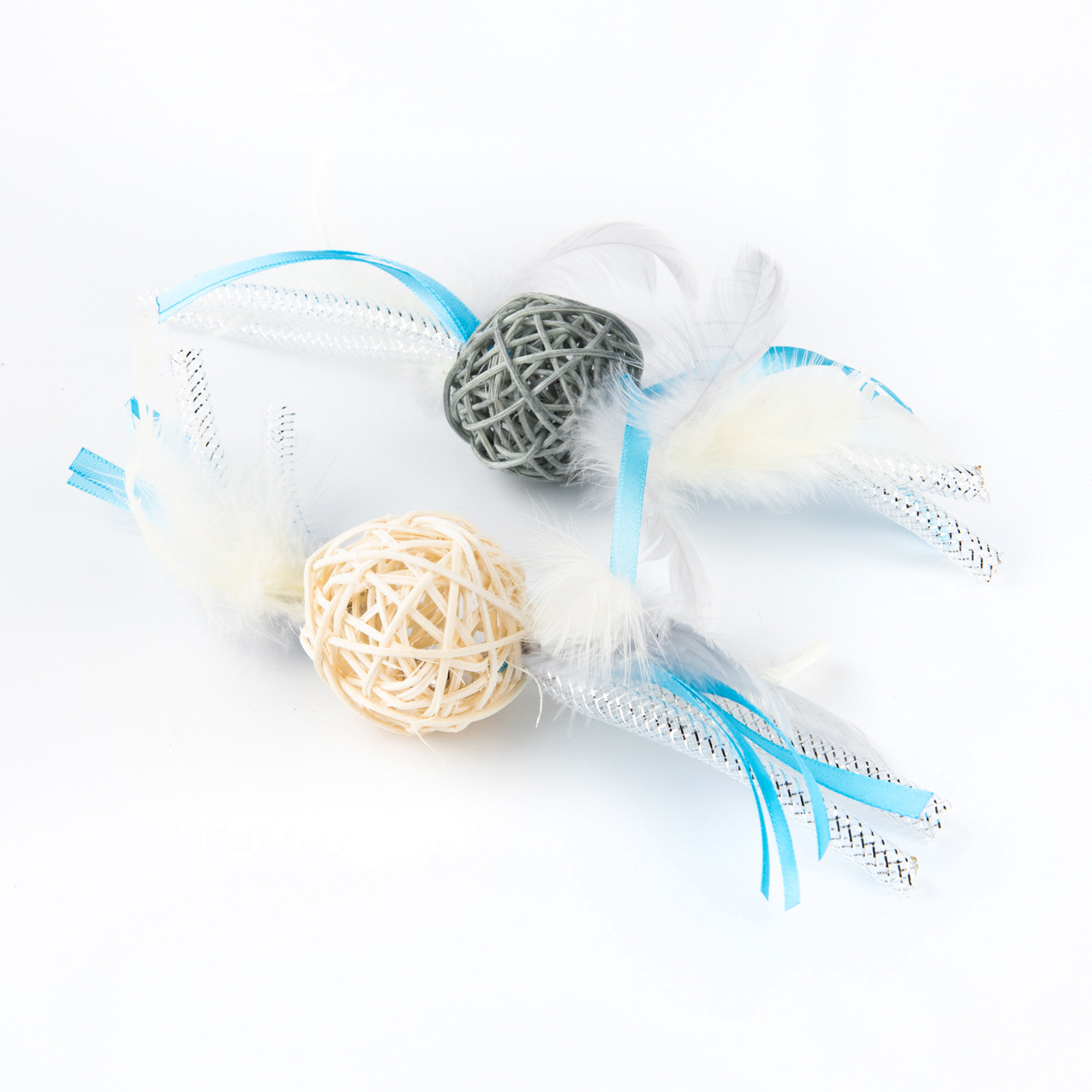 Игрушка Petpark для кошек Плетёные мячики с перьями (2 шт в комплекте) СКИДКА 50%