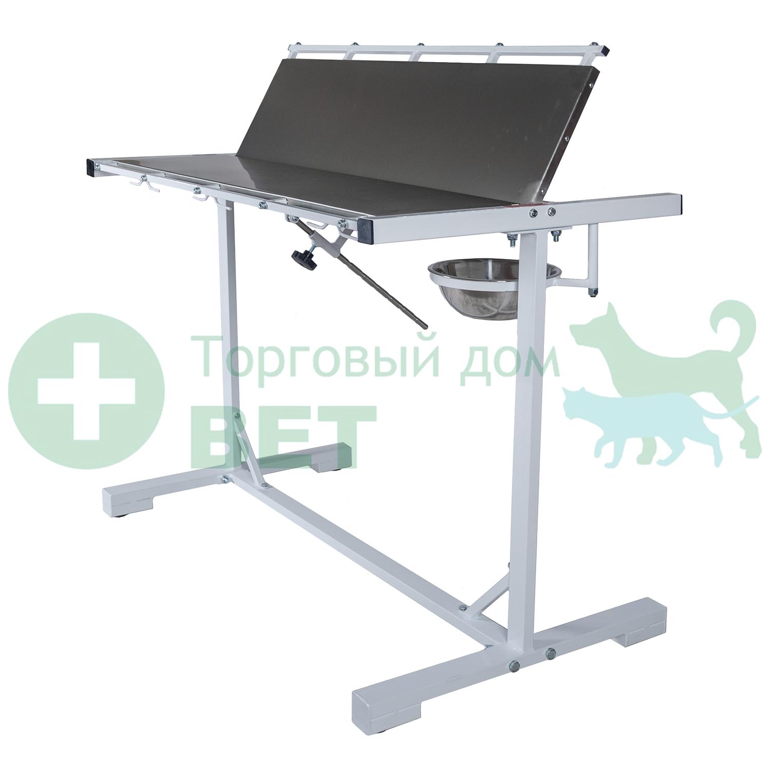 ТД ВЕТ Стол ветеринарный универсальный СВУ-36.02, 1290х700х900h, (без рейлингов 1200х620) столешница нерж.сталь, каркас белый СКИДКА 15%
