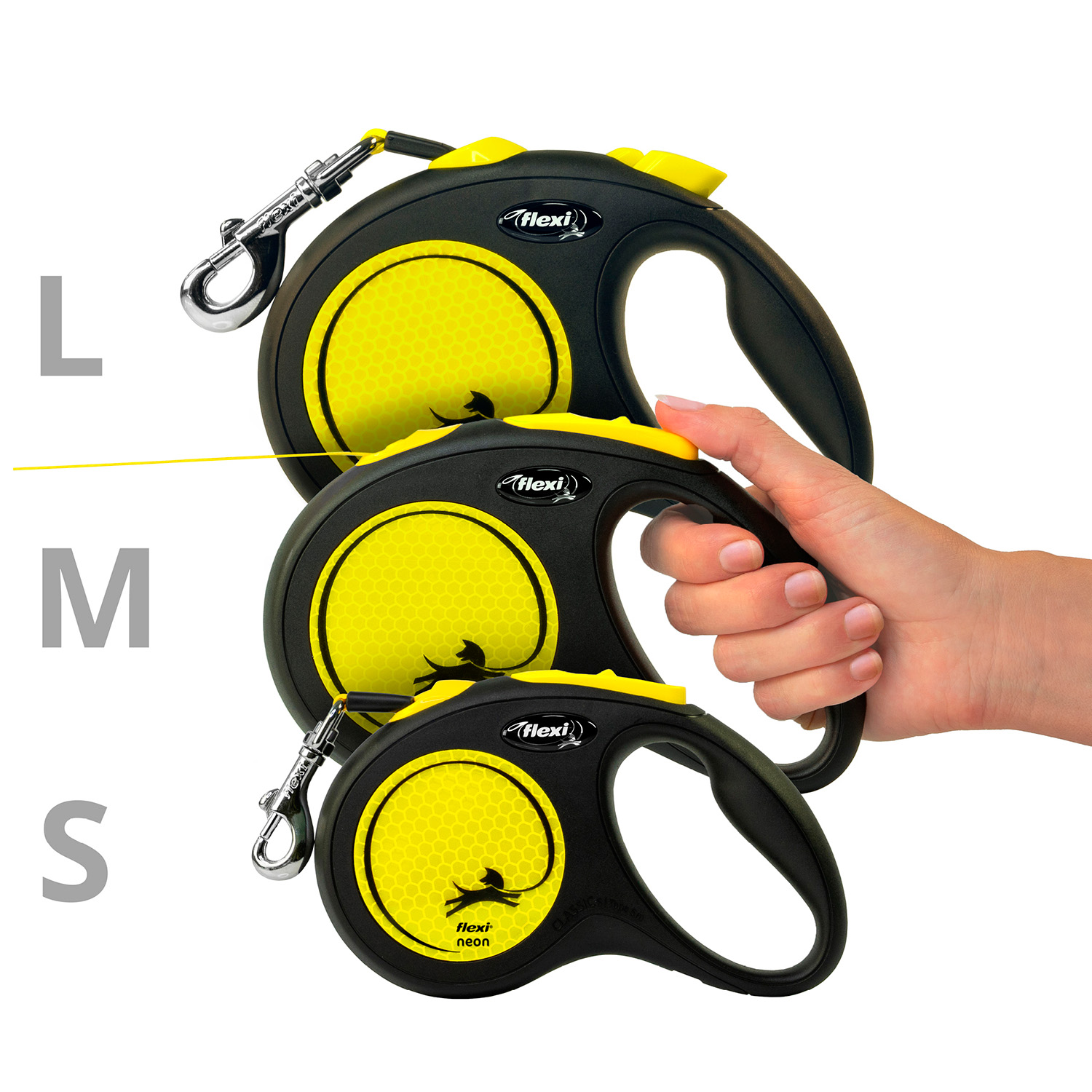 flexi рулетка Neon New М (до 25 кг) лента 5 м, светоотражающая, желтый неон