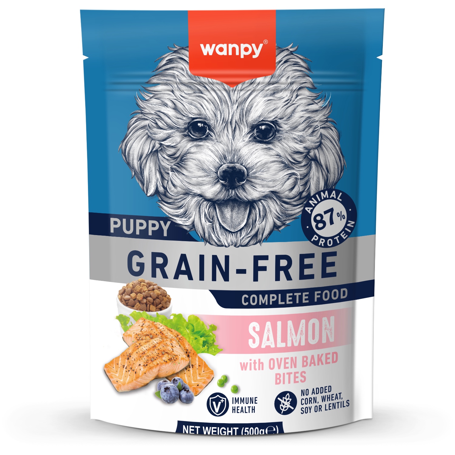 Сухой корм Wanpy Dog беззерновой с лососем для щенков 500 г