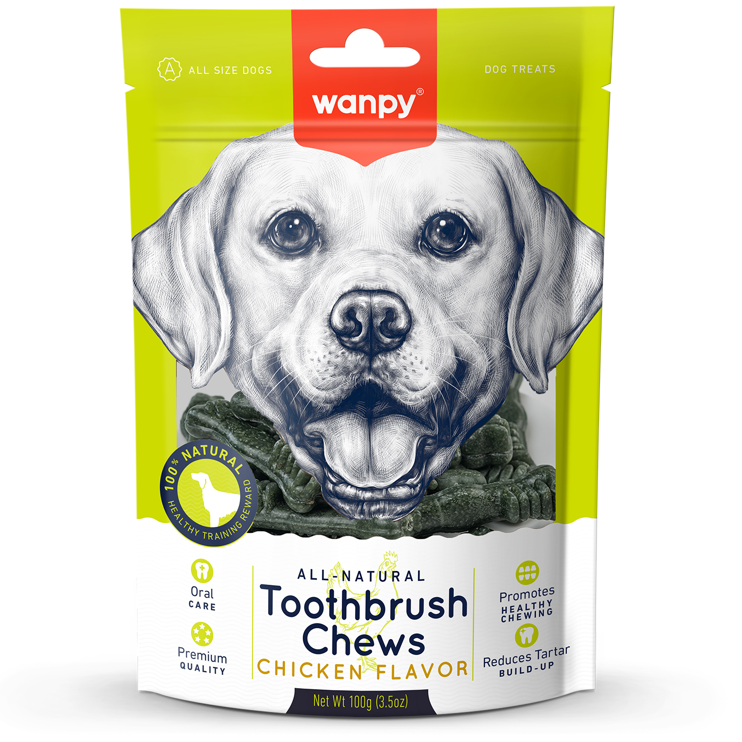 Wanpy Dog Лакомство для собак "Зубные щетки со вкусом курицы" 100 г