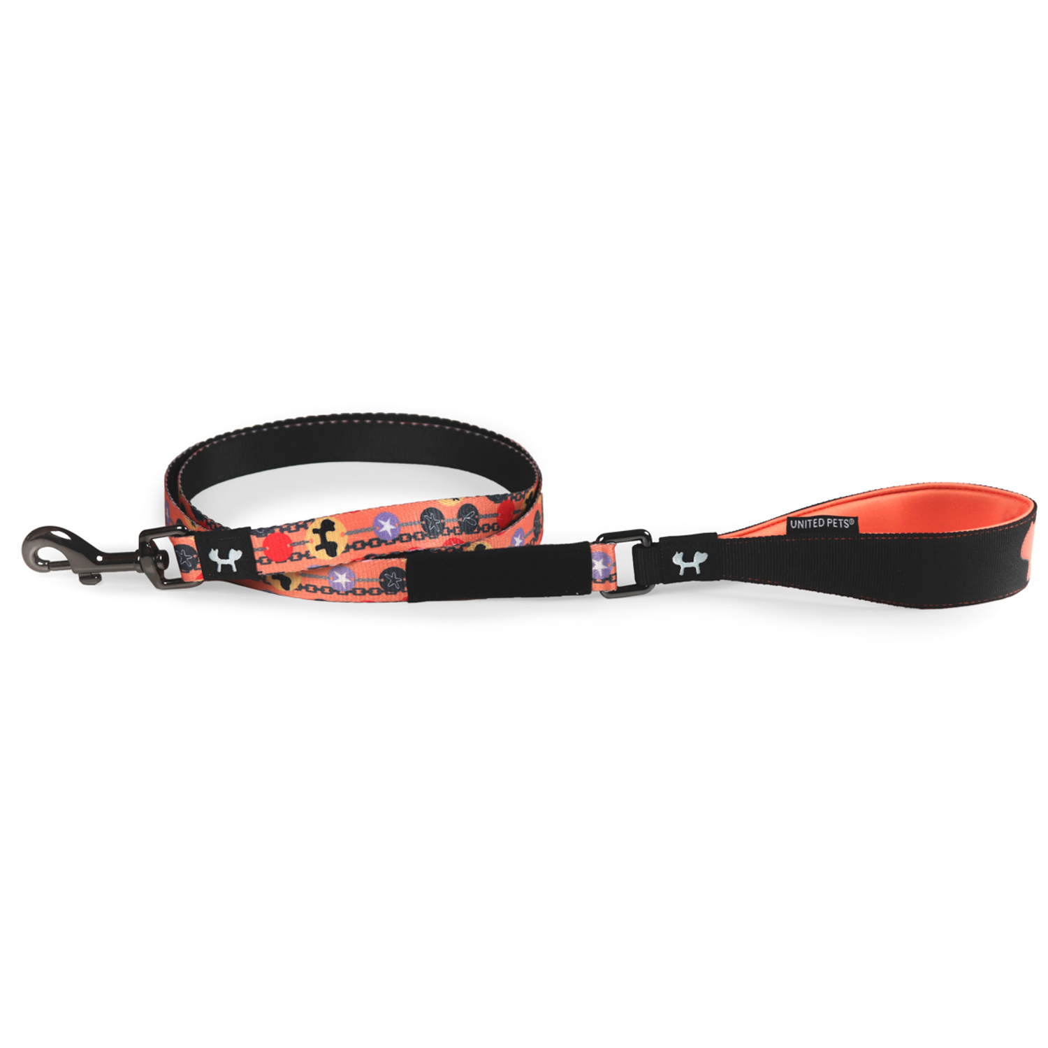 Поводок United Pets для собак Complete me Forever 140 см, 20 мм, оранжевый с рисунком СКИДКА 40%
