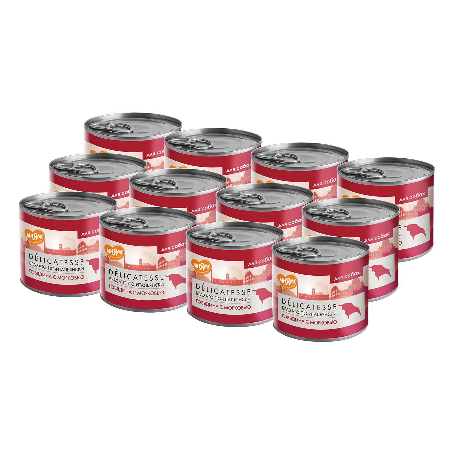 Влажный корм Мнямс Деликатес Паштет из говядины с морковью для собак всех пород "Бразато по-итальянски" 200 г