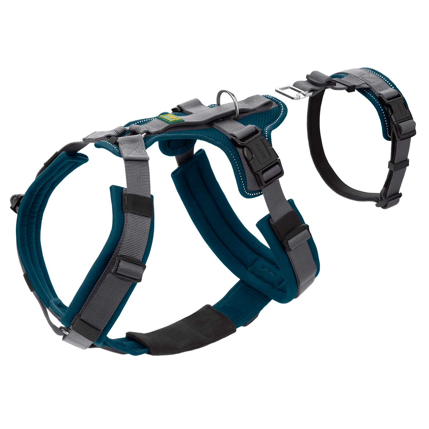 Hunter шлейка для собак Safety Maldon M (50-84 / 53-71 / 2,5 см) с ручкой, нейлон, сине-зеленый/серый СКИДКА 50%