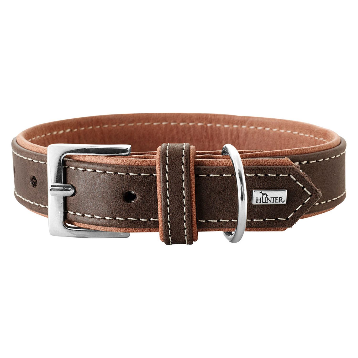 Hunter ошейник для собак Porto 60 (46-52 см) / 3,5 натуральная кожа коньячный / темно-коричневый СКИДКА 50%