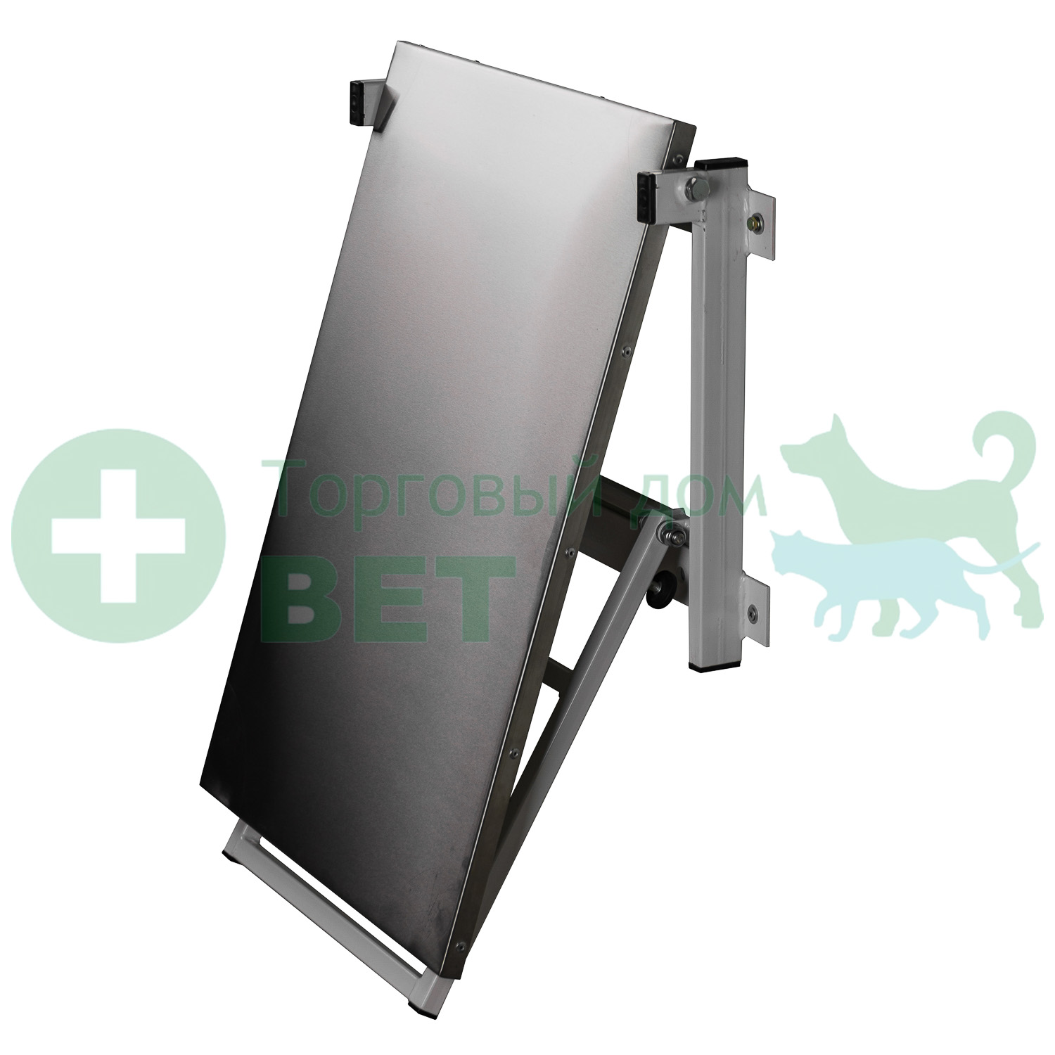 ТД ВЕТ Стол ветеринарный откидной Vetbot-11 с креплением на стену, столешница нерж.сталь, 700х500, (каркас серый)