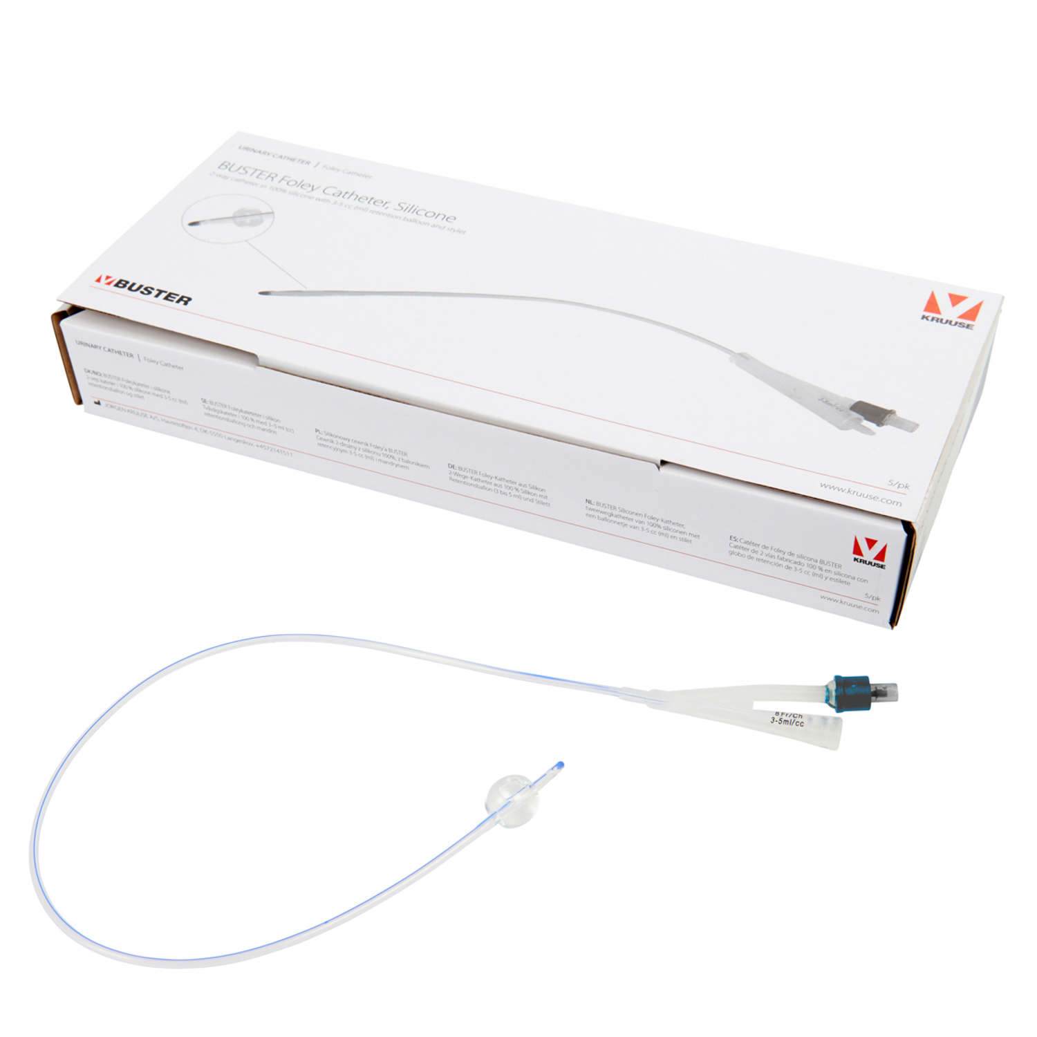 KRUUSE (из наличия) Уретральный стерильный катетер для собак BUSTER Фолея 2,6 мм х 55 см (силикон), шт. СКИДКА 80%