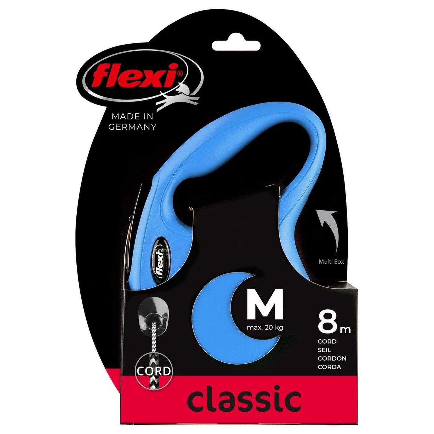 flexi рулетка New Classic M (до 20 кг) 8 м трос синяя