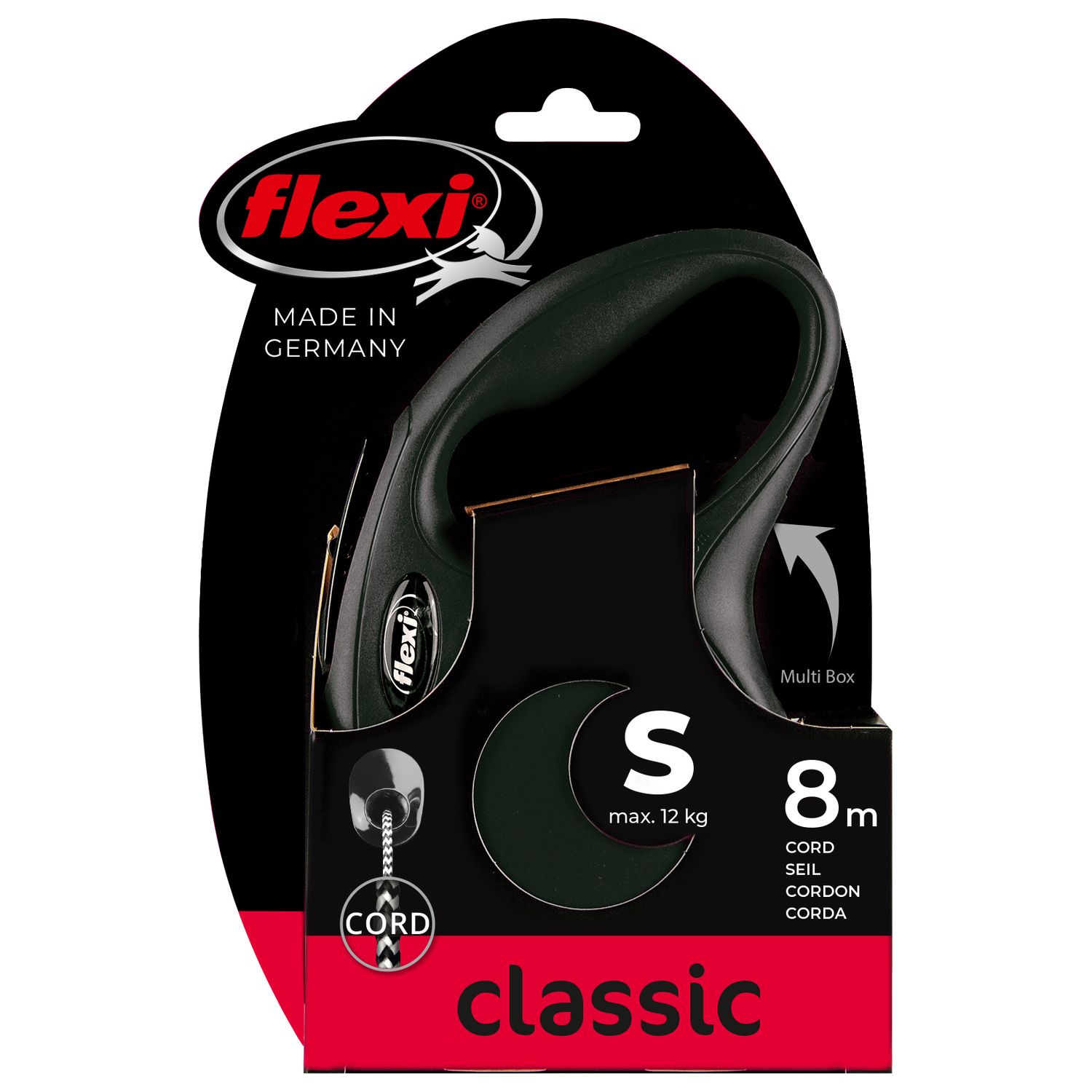 flexi рулетка New Classic S (до 12 кг) 8 м трос черная