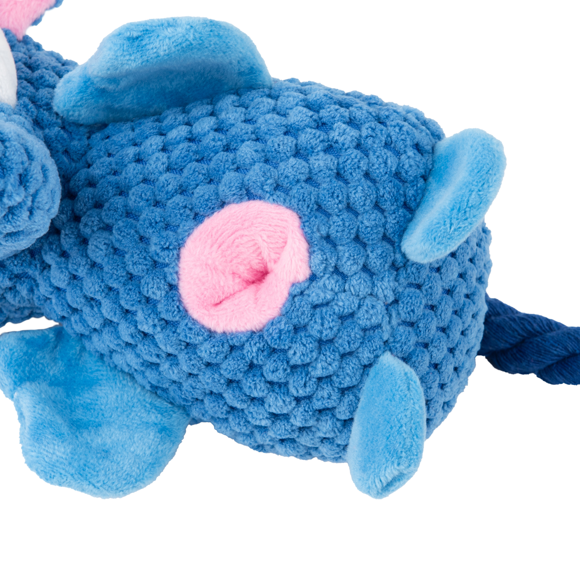 Игрушка Mr.Kranch для собак Слон плюшевая с канатиками пищалкой и карманом под лакомство 21 см голубая