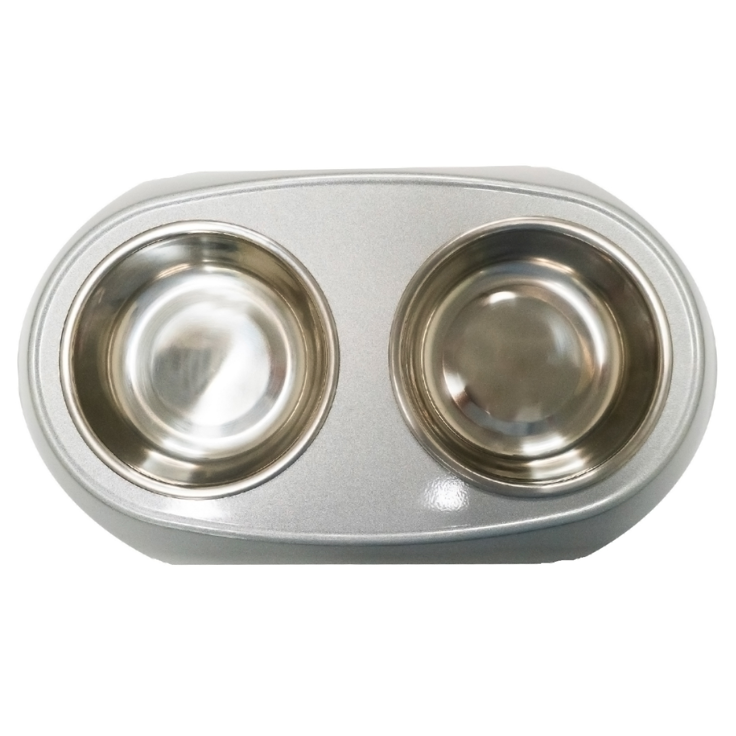 Миска SuperDesign на меламиновой подставке двойная Металлик 2х350 мл, белая СКИДКА 50%