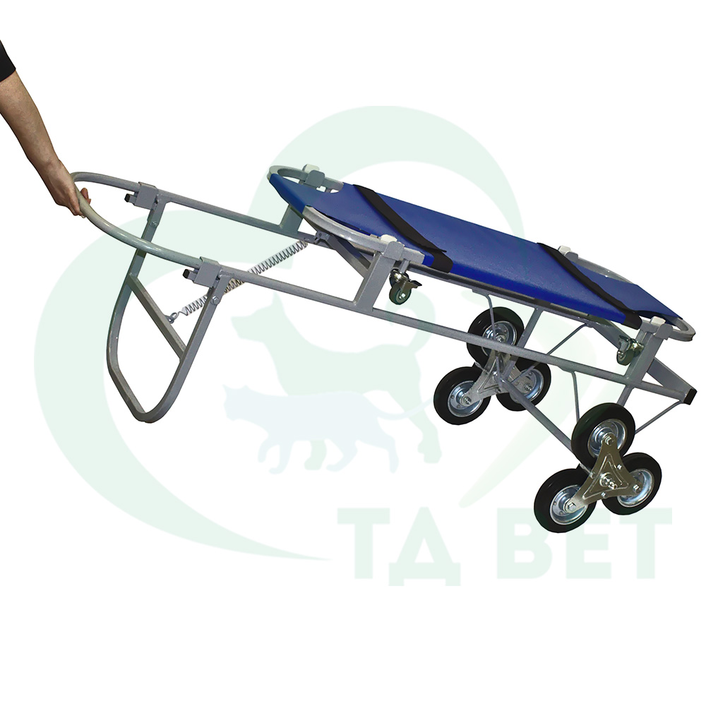 ТД ВЕТ Тележка ветеринарная СВУ-20.12 с носилками ПВХ, со строенными колесами (каркас серый)