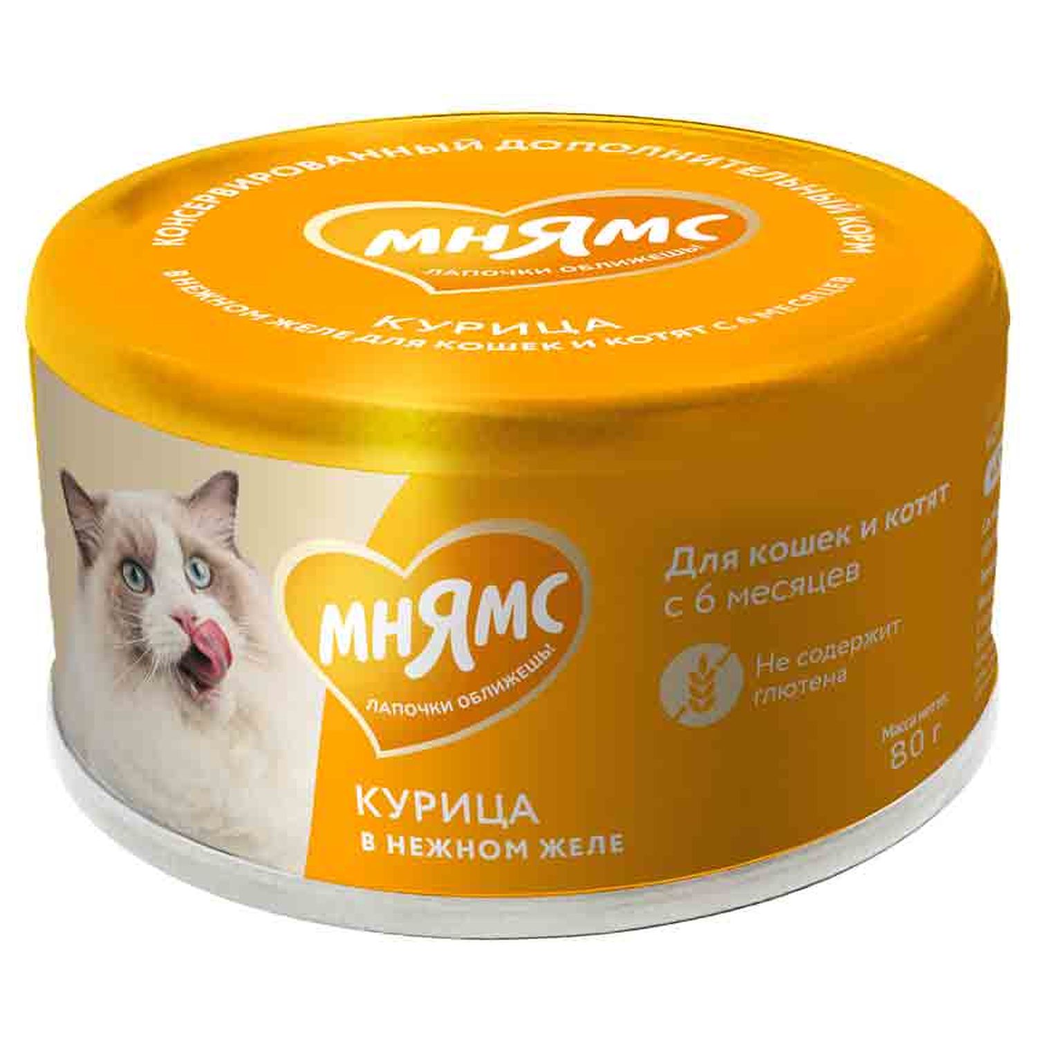 Влажный дополнительный корм Мнямс На каждый день для кошек и котят старше 6 месяцев "курица в нежном желе" 80 г