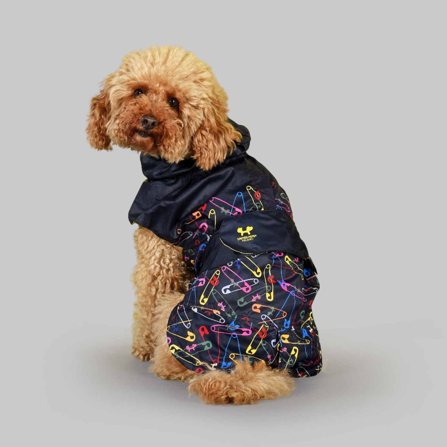 Дождевик United Pets для собак Easy 50, черный с разноцветными булавками СКИДКА 40%