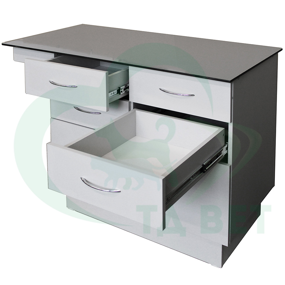 ТД ВЕТ Стол смотровой 22.02 с ящиками, вывод столешницы справа, нерж. сталь, 1200х580х867h