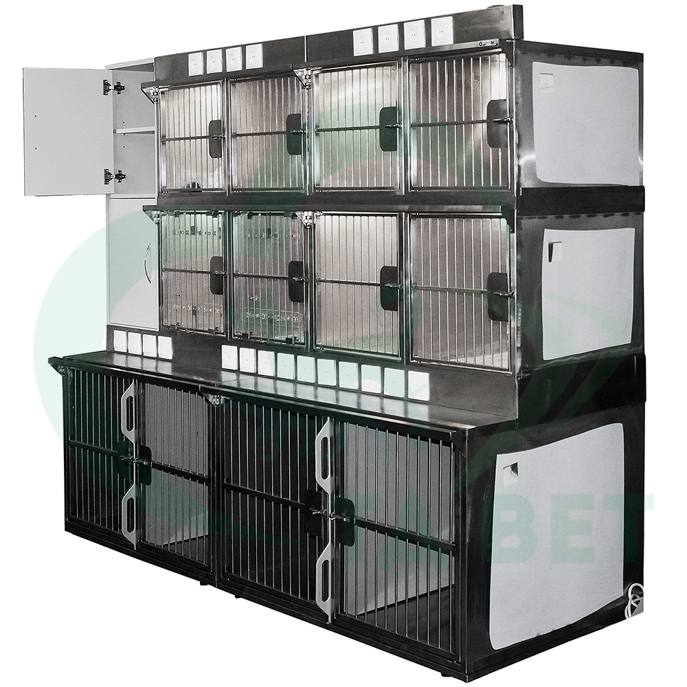 ТД ВЕТ Модуль из 12 клеток нерж стали с освещением ящики ЛДСП 2270х800х1870(1890) мм