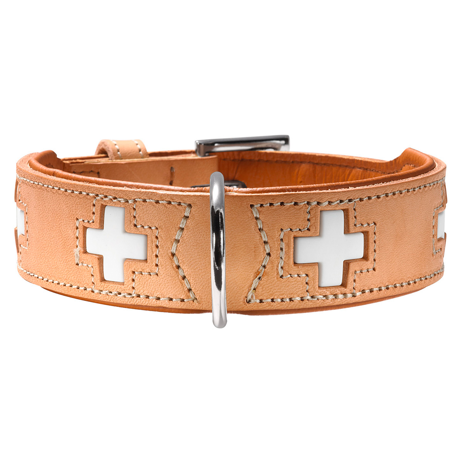 Hunter ошейник для собак Swiss 55 (41-49 см) кожа, бежевый СКИДКА 50%