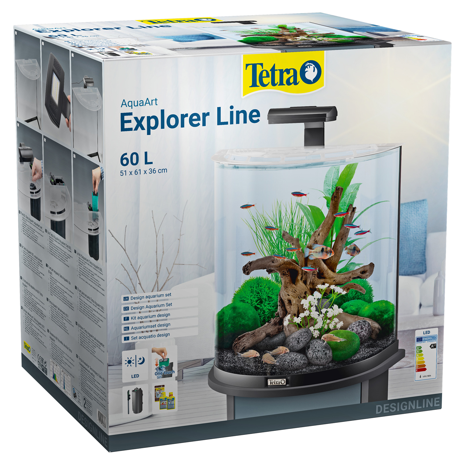 Tetra AquaArt Explorer Line LED 60 л - аквариумный комплекс "Полумесяц" СКИДКА 40%