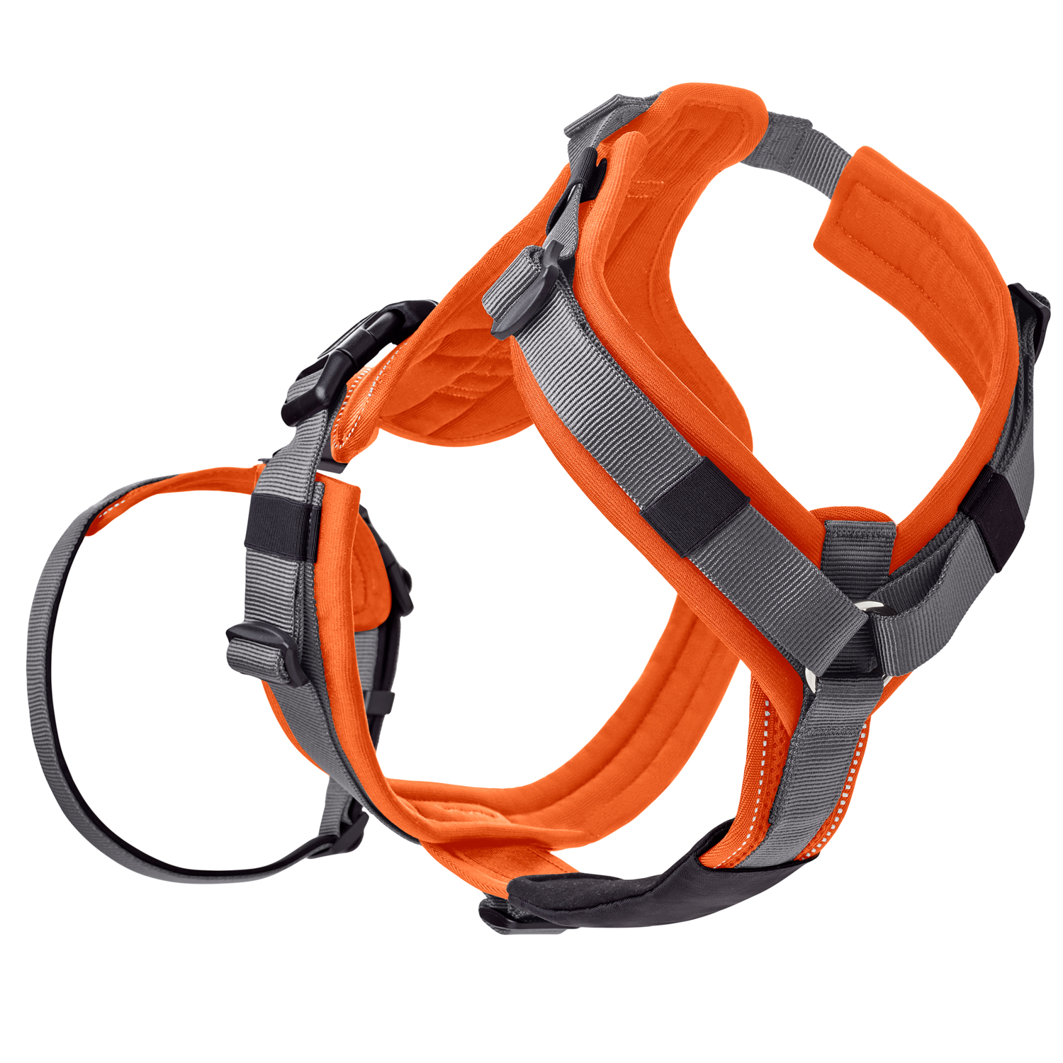 Hunter шлейка для собак Safety Maldon S-M (46-82 / 47-69 / 2 см) с ручкой, нейлон, оранжевый/серый СКИДКА 50%