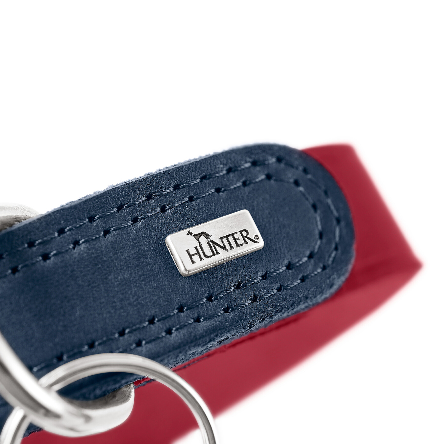 Hunter ошейник для собак Lemvig S-M (50 см), натуральная кожа, красно-синий дуотон