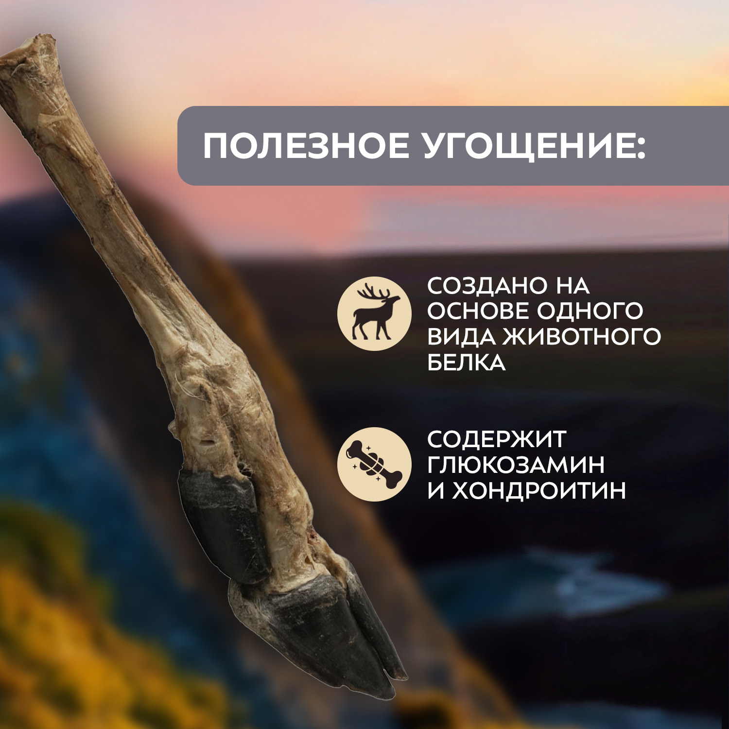 Лакомство Мнямс Деликатес Нога северного оленя для собак размер M 250 г