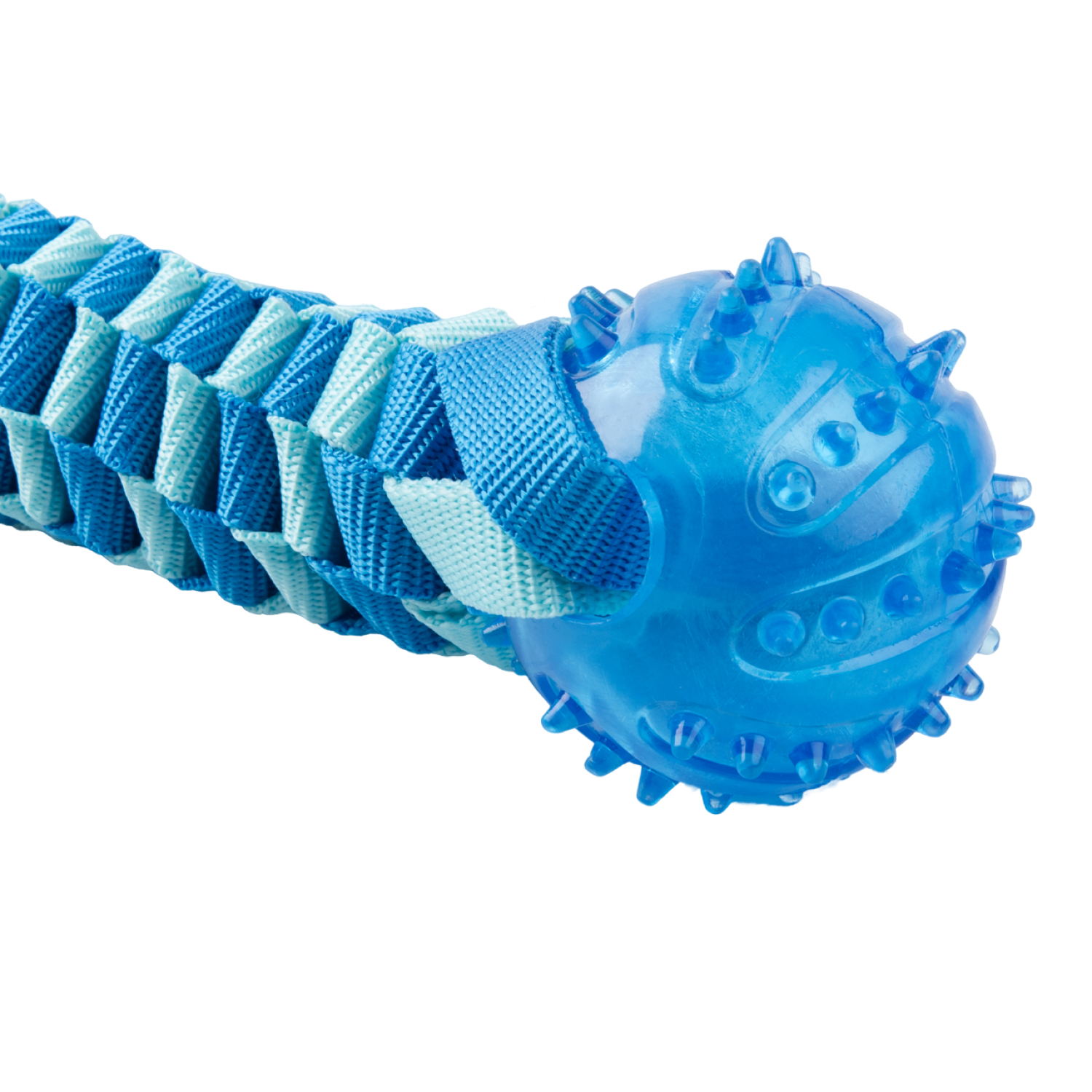 Игрушка Mr.Kranch для собак Плетеный жгут с резиновым мячом 13 см голубая