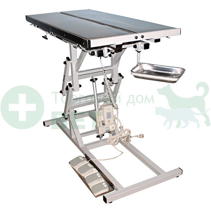 ТД ВЕТ Стол ветеринарный СВУ-7, два электропривода, регулировка высоты и наклона, V-образная столешница (каркас белый)
